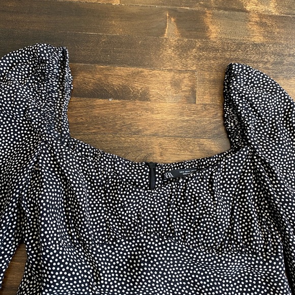 ZARA DRAPED POLKA DOT DRESS TRF - Picture 8 of 16